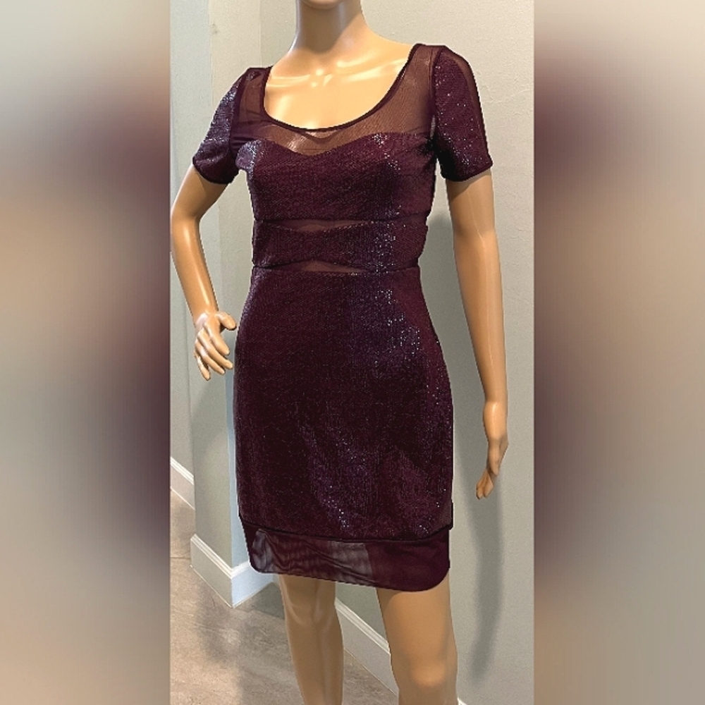 BCBGMaxAzria Gorgeous‎ "Barlow" Mini Dress in Eggplant Sequins  Size Mediu… - Picture 1 of 16